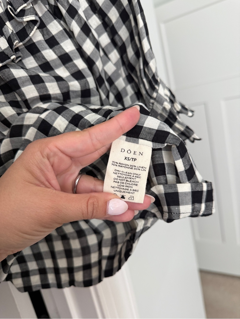 Doen Samara Ruffled Gingham Voile Blouse black white - Picture 5 of 6